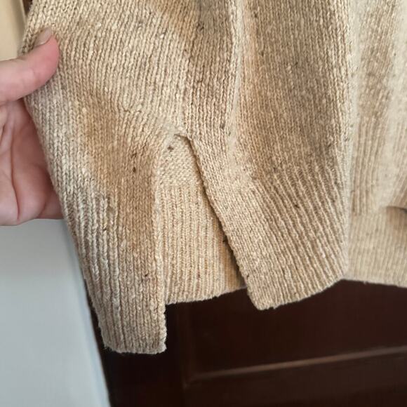 VINCE Turtleneck Sweater Chunky Wool Blend Oversized Speckled Beige XS Preppy - Picture 5 of 11
